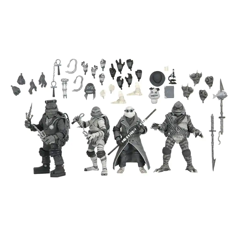 Universal Monsters x Teenage Mutant Ninja Turtles Figurki Akcji 4-Pack Żółwie Czarno-Białe 18 cm zdjęcie produktu