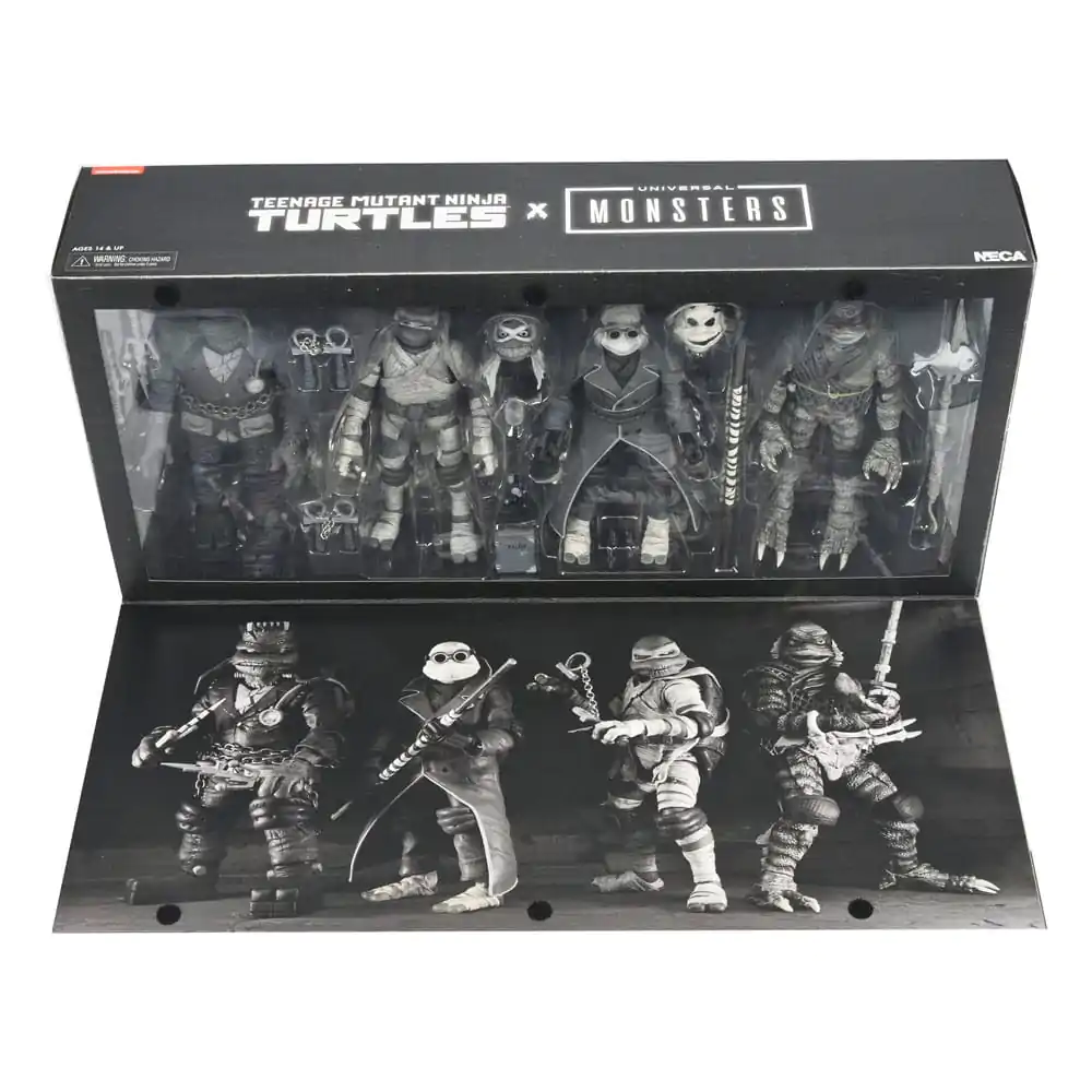 Universal Monsters x Teenage Mutant Ninja Turtles Figurki Akcji 4-Pack Żółwie Czarno-Białe 18 cm zdjęcie produktu