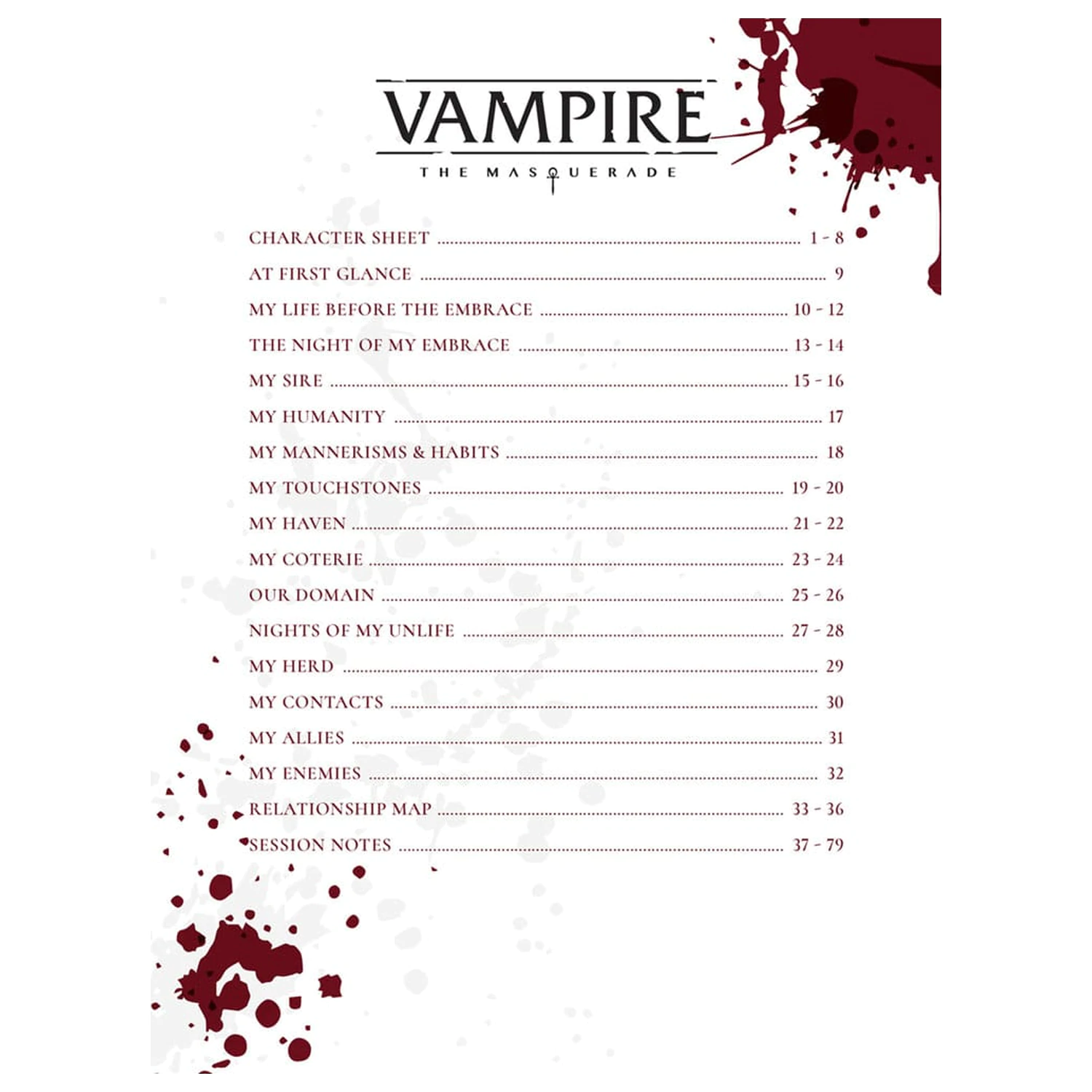 Vampire: The Masquerade 5th Edition RPG Notatnik Postaci Rozszerzony Notatnik Arkusza Postaci *Wersja angielska* zdjęcie produktu