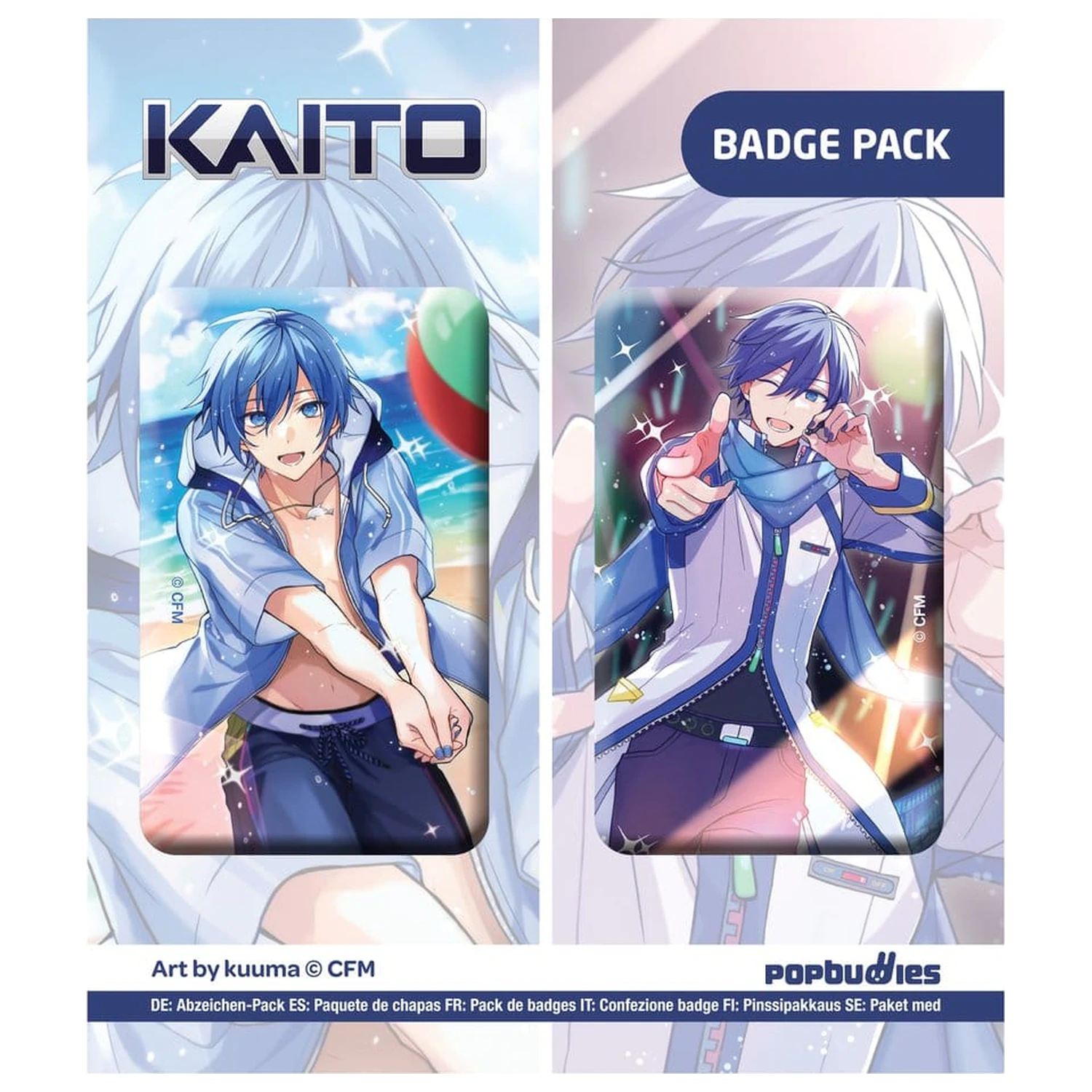 Zestaw 2 przypinek Vocaloid Kaito (grafika: kuuma) zdjęcie produktu