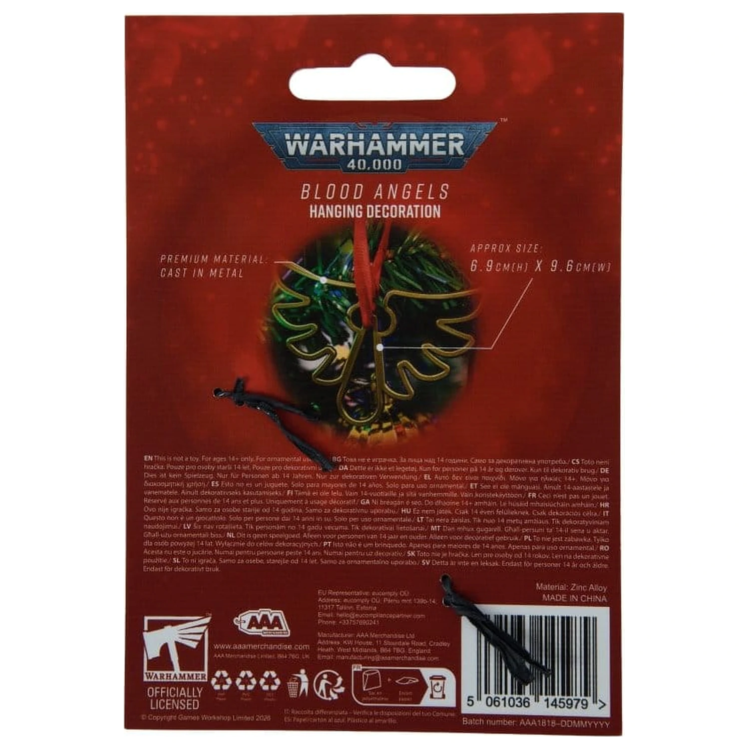 Warhammer 40,000 Wisząca dekoracja Blood Angels 16 cm zdjęcie produktu