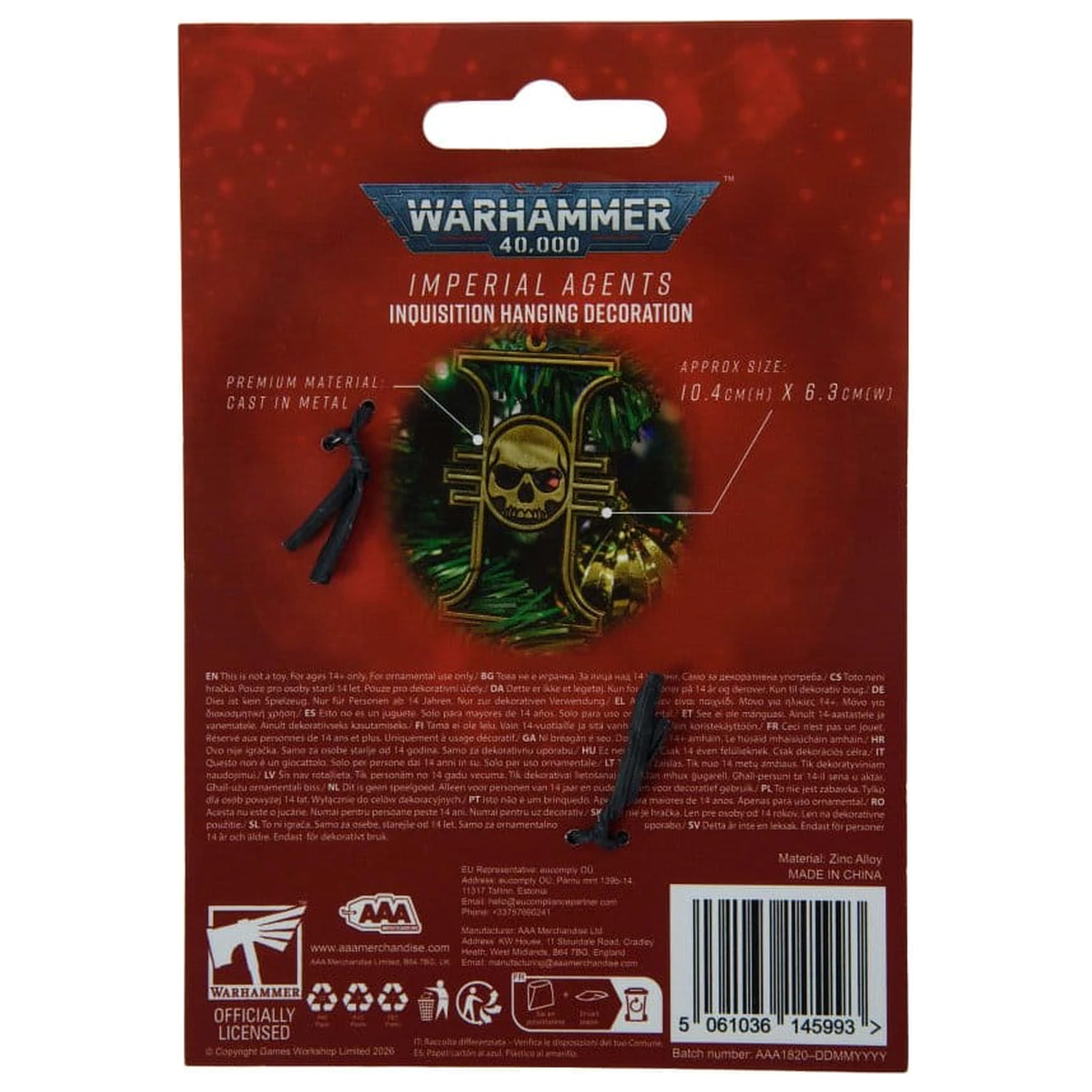 Warhammer 40,000 Wisząca dekoracja Imperial Agents Inquisition 17 cm zdjęcie produktu