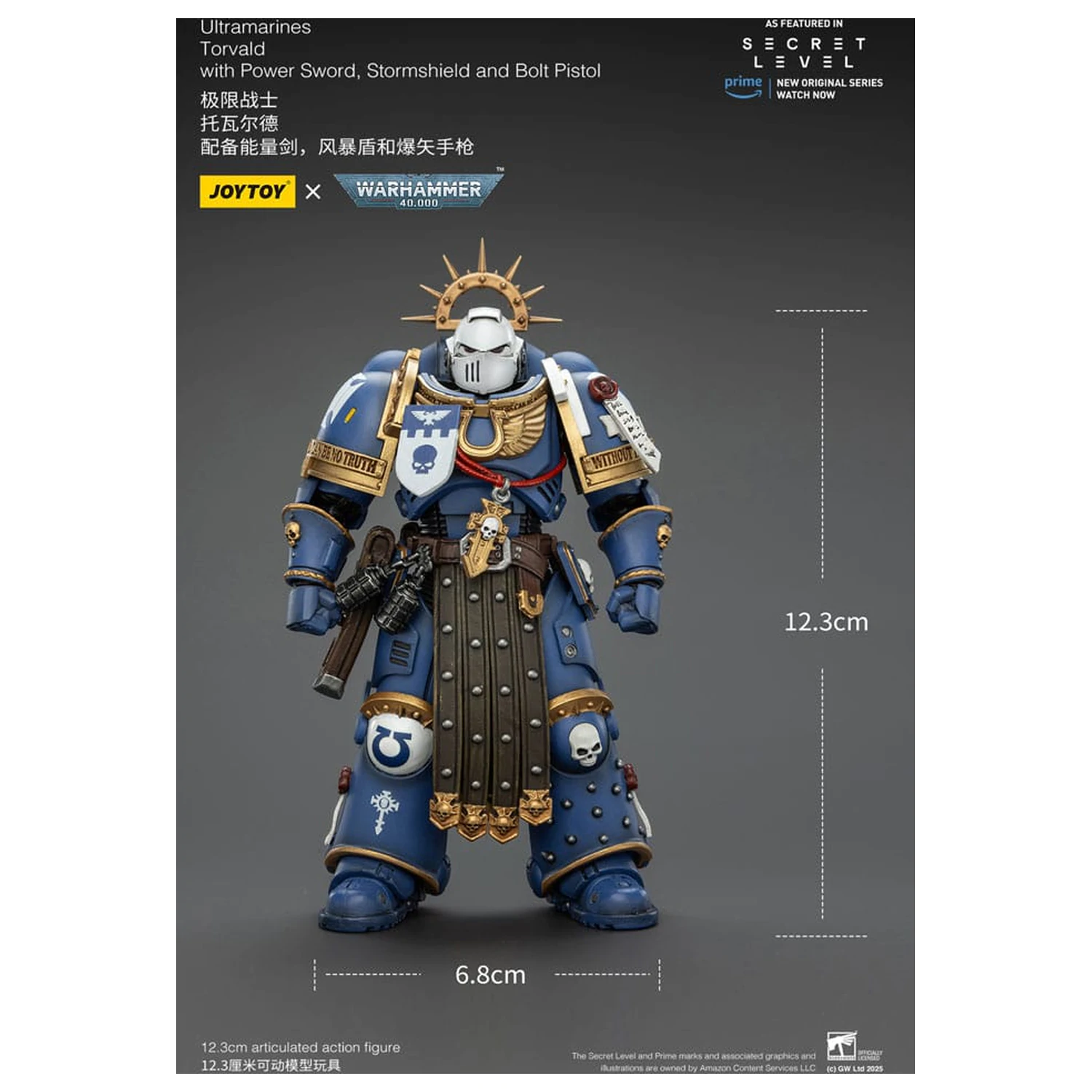 Warhammer 40,000 Action Figure Ultramarines Torvald z Power Sword, Stormshield i Bolt Pistol 13 cm zdjęcie produktu