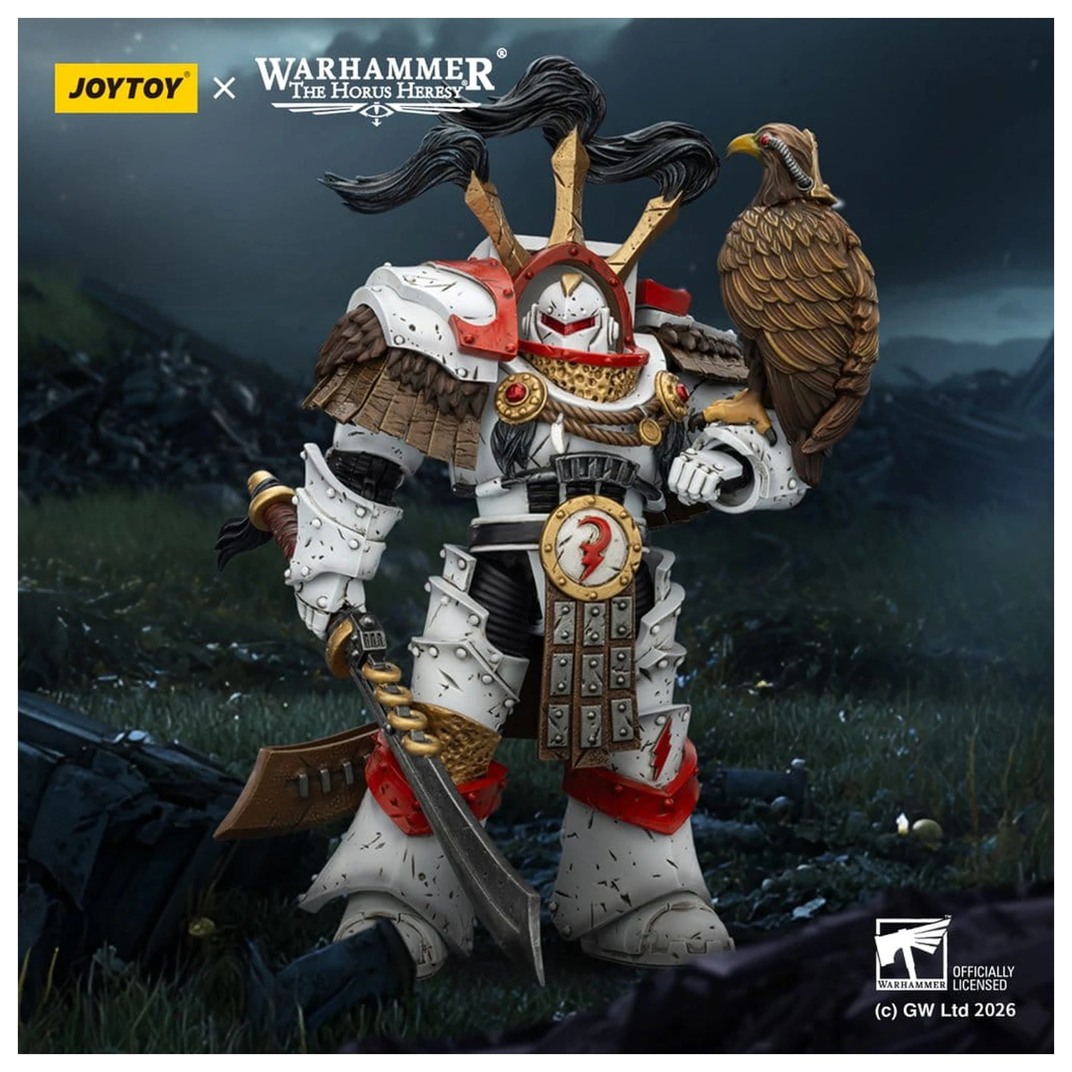 Warhammer 40,000 Action Figure White Scars Legion Praetor w pancerzu Cataphractii Terminator z Cyber Hawkiem, mieczem Chogorian i combi-melta 14 cm zdjęcie produktu