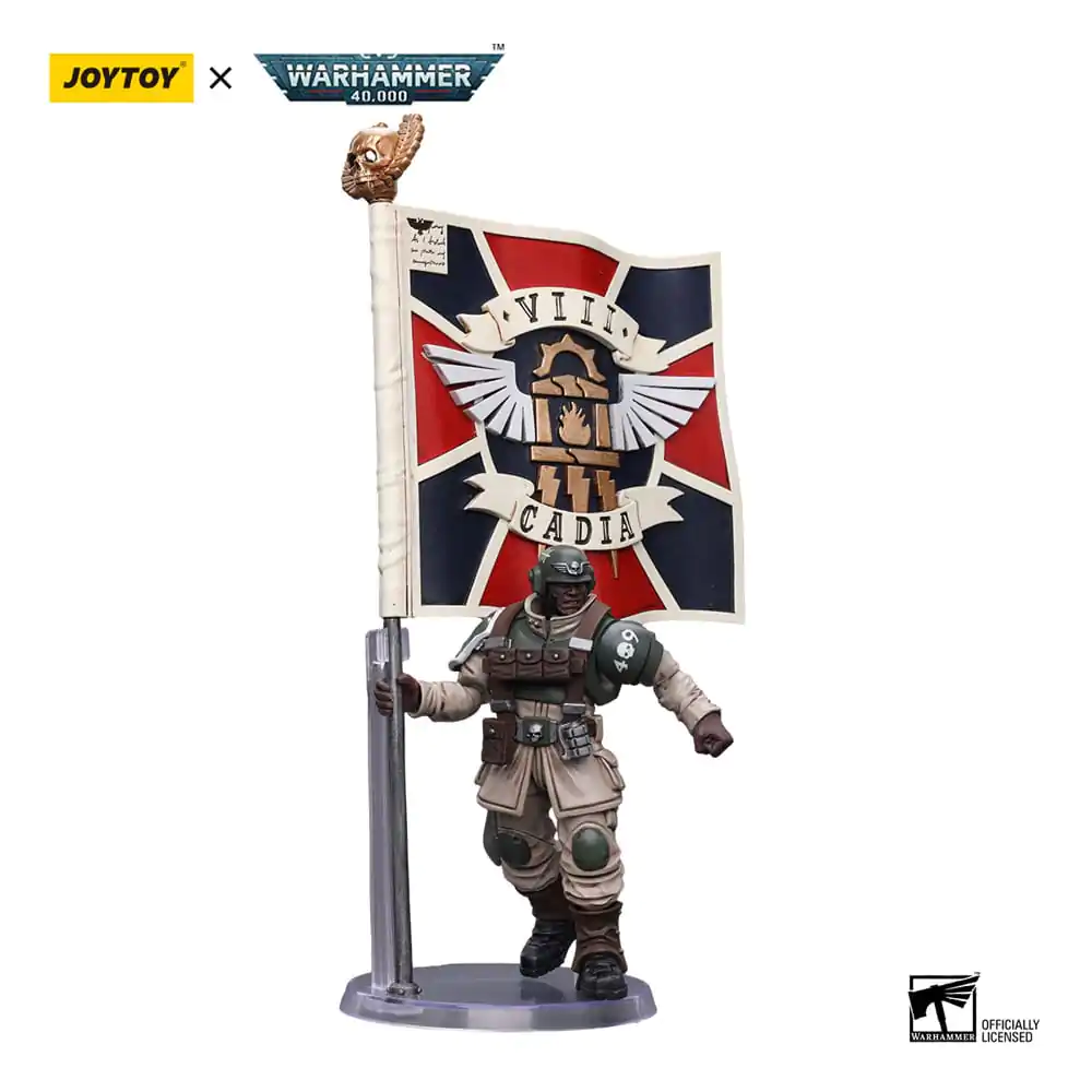 Figurka Akcji Warhammer 40k 1/18 Astra Militarum Cadian Command Squad Veteran ze Sztandarem Pułkowym 12 cm zdjęcie produktu