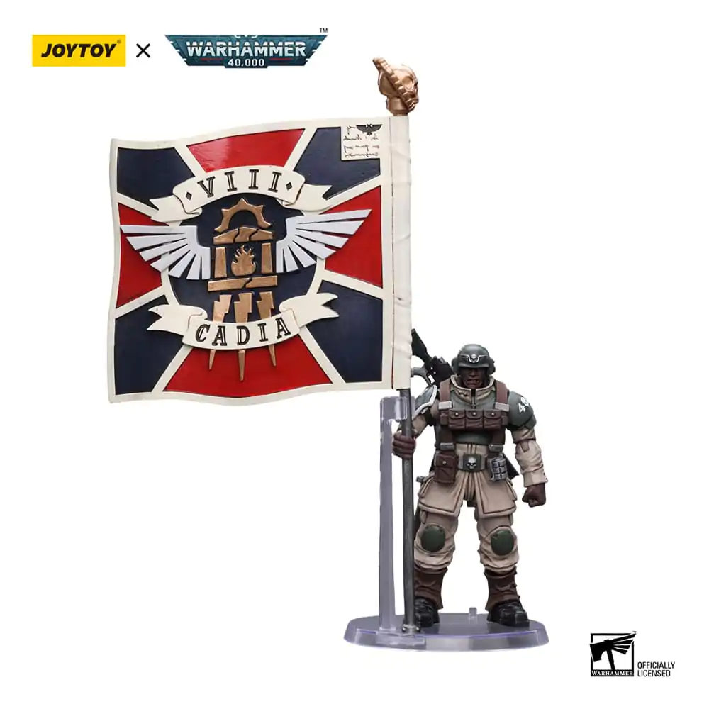 Figurka Akcji Warhammer 40k 1/18 Astra Militarum Cadian Command Squad Veteran ze Sztandarem Pułkowym 12 cm zdjęcie produktu