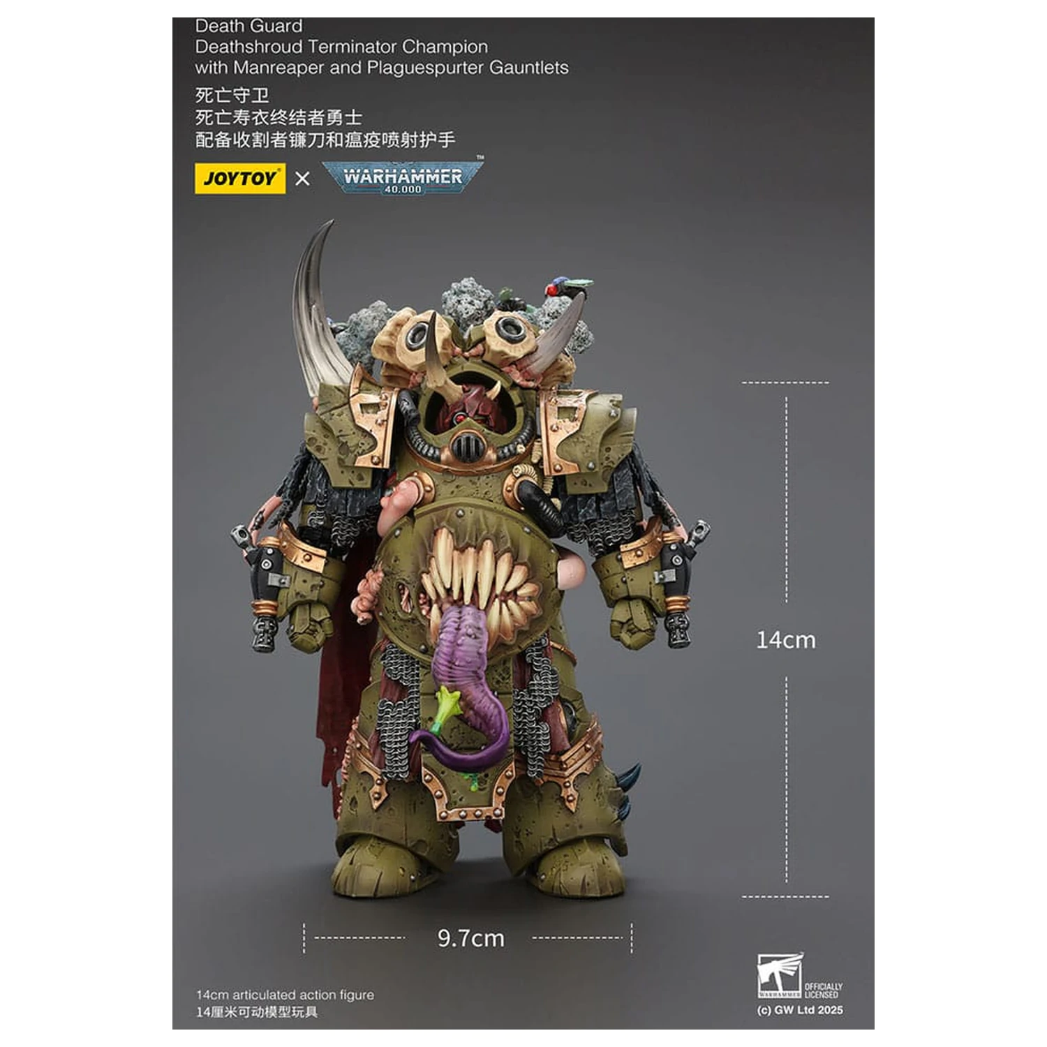 Warhammer 40k Figurka Akcji 1/18 Death Guard Deathshroud Terminator 1 z Manreaperem i Plaguespurter Gauntletem 14 cm zdjęcie produktu