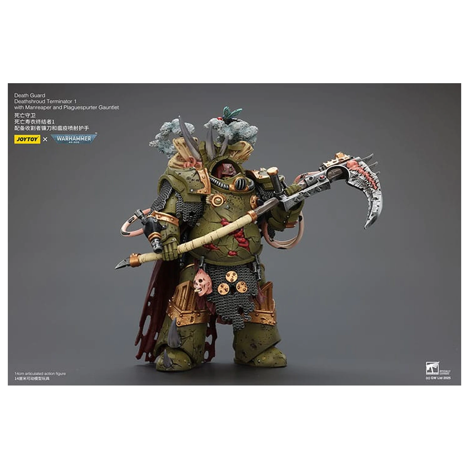 Warhammer 40k Figurka Akcji 1/18 Death Guard Deathshroud Terminator 1 z Manreaperem i Plaguespurter Gauntletem 14 cm zdjęcie produktu
