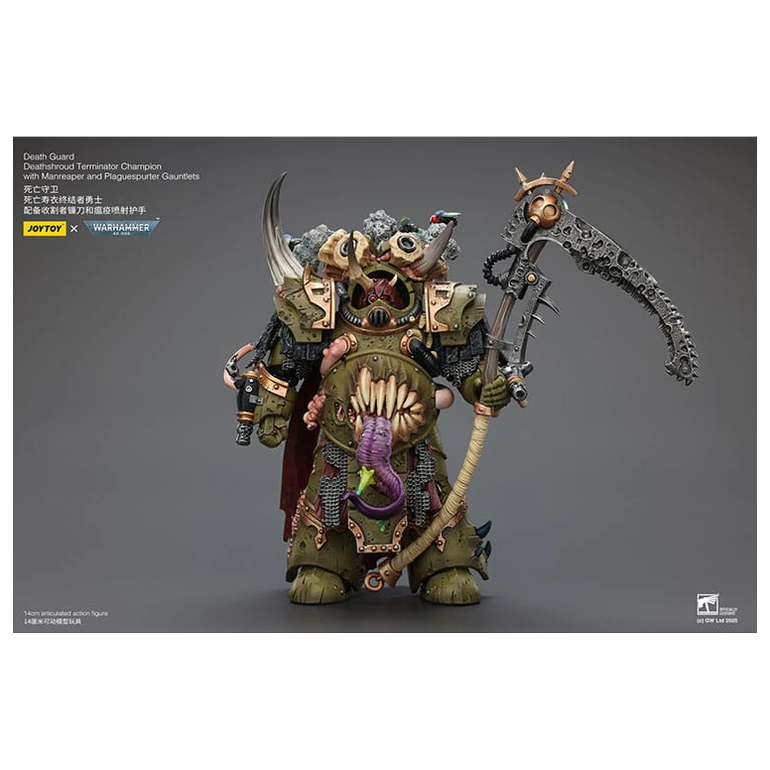 Warhammer 40k Figurka Akcji 1/18 Death Guard Deathshroud Terminator Champion z Manreaper i Rękawicami Plaguespurter 14 cm zdjęcie produktu