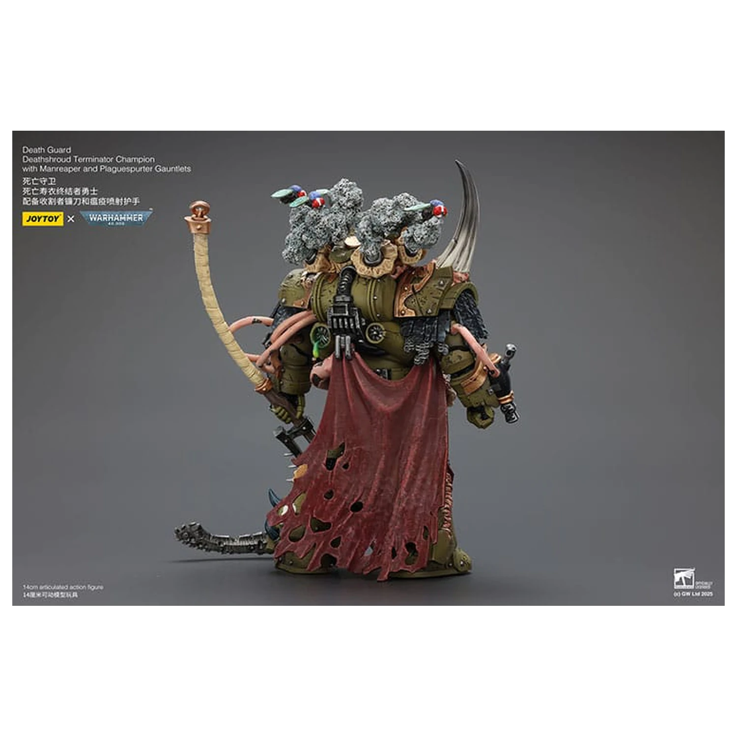 Warhammer 40k Figurka Akcji 1/18 Death Guard Deathshroud Terminator Champion z Manreaper i Rękawicami Plaguespurter 14 cm zdjęcie produktu