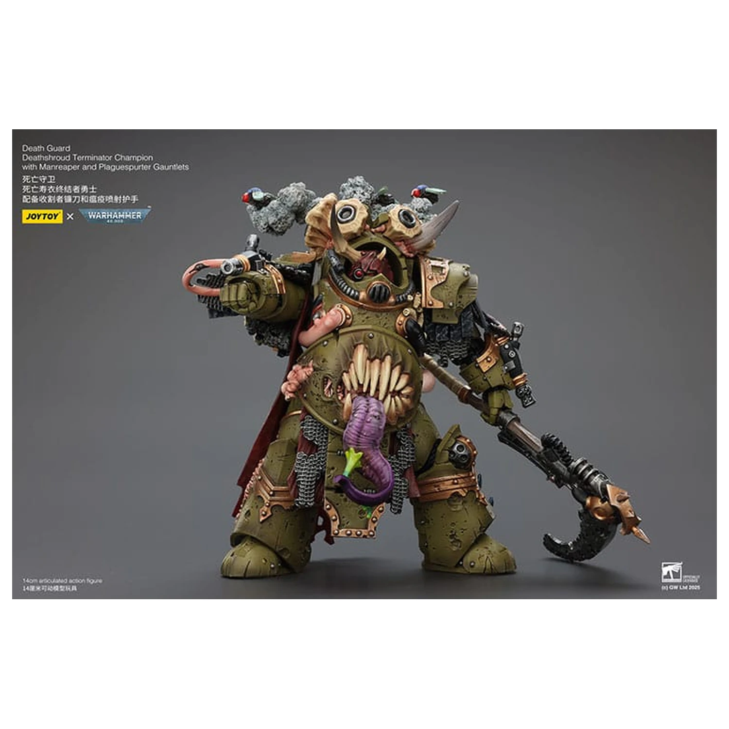 Warhammer 40k Figurka Akcji 1/18 Death Guard Deathshroud Terminator Champion z Manreaper i Rękawicami Plaguespurter 14 cm zdjęcie produktu