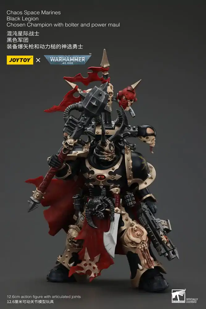 Warhammer 40k Figurka Akcji Chaos Space Marines Black Legion Chosen Champion z bolterem i młotem energetycznym 20 cm zdjęcie produktu