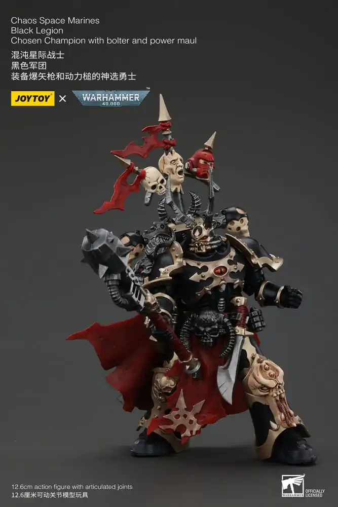 Warhammer 40k Figurka Akcji Chaos Space Marines Black Legion Chosen Champion z bolterem i młotem energetycznym 20 cm zdjęcie produktu