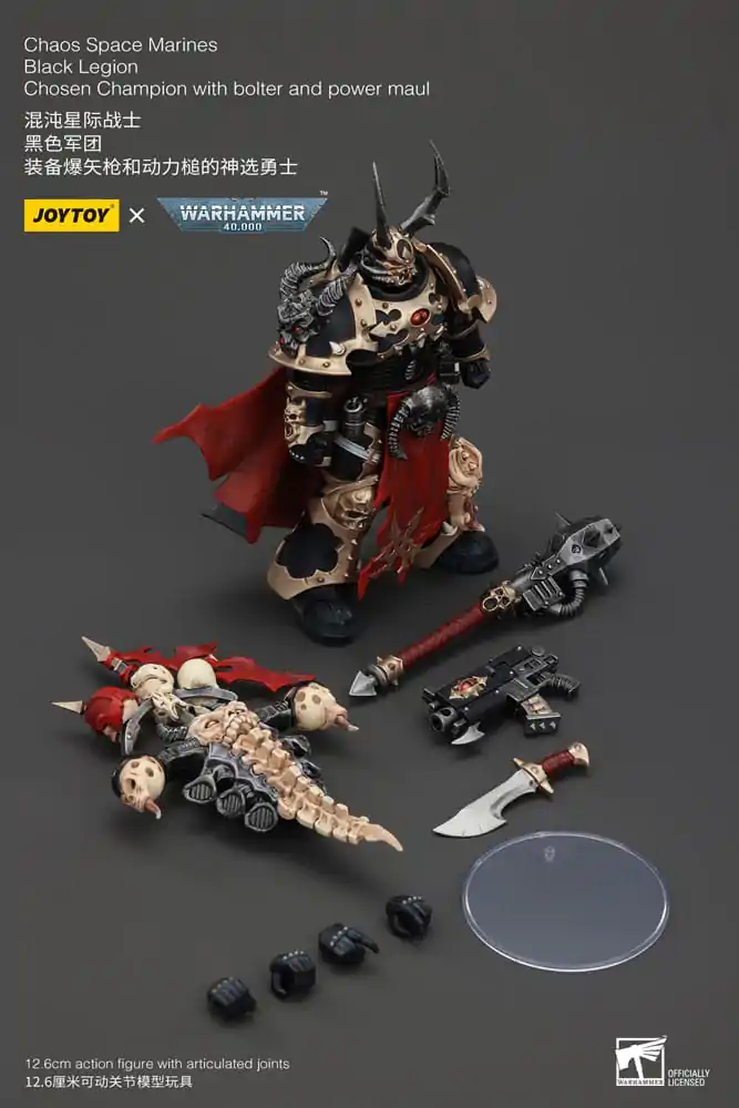 Warhammer 40k Figurka Akcji Chaos Space Marines Black Legion Chosen Champion z bolterem i młotem energetycznym 20 cm zdjęcie produktu