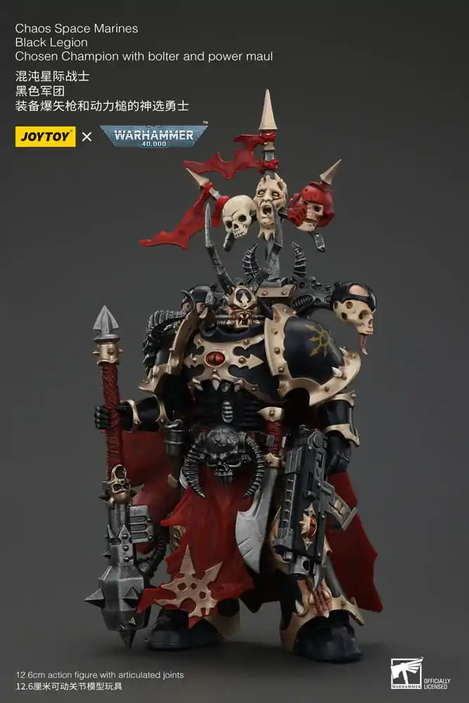 Warhammer 40k Figurka Akcji Chaos Space Marines Black Legion Chosen Champion z bolterem i młotem energetycznym 20 cm zdjęcie produktu