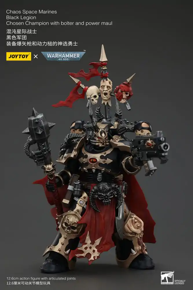 Warhammer 40k Figurka Akcji Chaos Space Marines Black Legion Chosen Champion z bolterem i młotem energetycznym 20 cm zdjęcie produktu