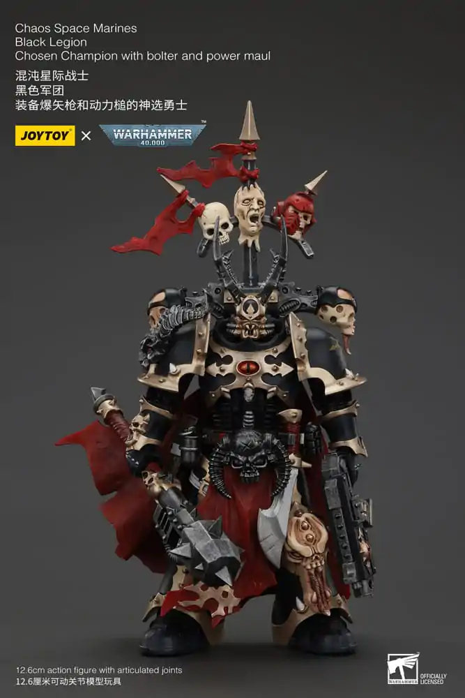 Warhammer 40k Figurka Akcji Chaos Space Marines Black Legion Chosen Champion z bolterem i młotem energetycznym 20 cm zdjęcie produktu