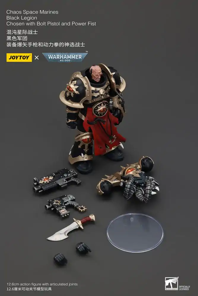 Figurka Akcji Warhammer 40k Chaos Space Marines Black Legion Chosen z Bolt Pistol i Power Fist 20 cm zdjęcie produktu