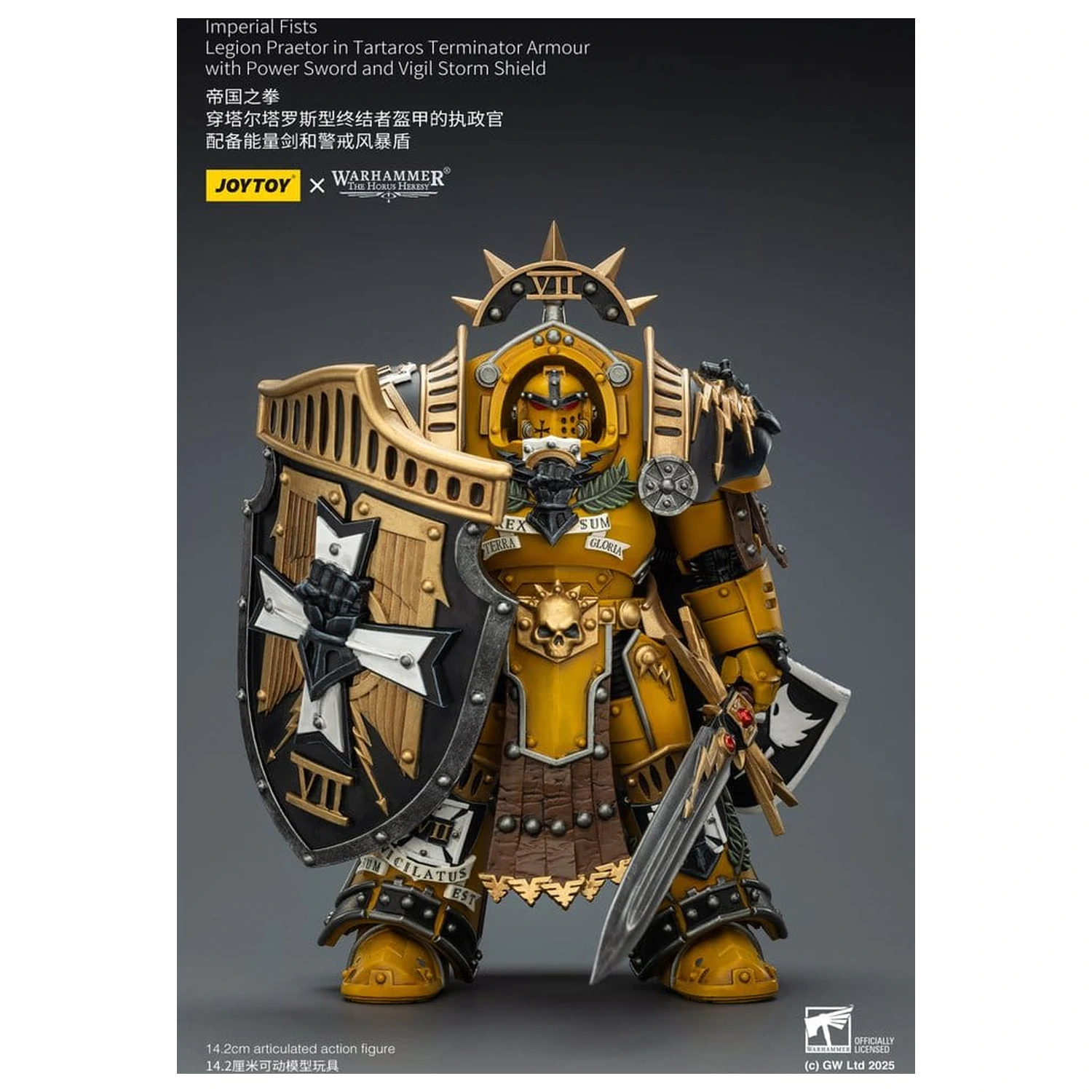 Warhammer Imperial Fists Figurka Akcji Legion Praetor w pancerzu Tartaros Terminator Armour z Power Sword i Vigil Storm Shield 14 cm zdjęcie produktu