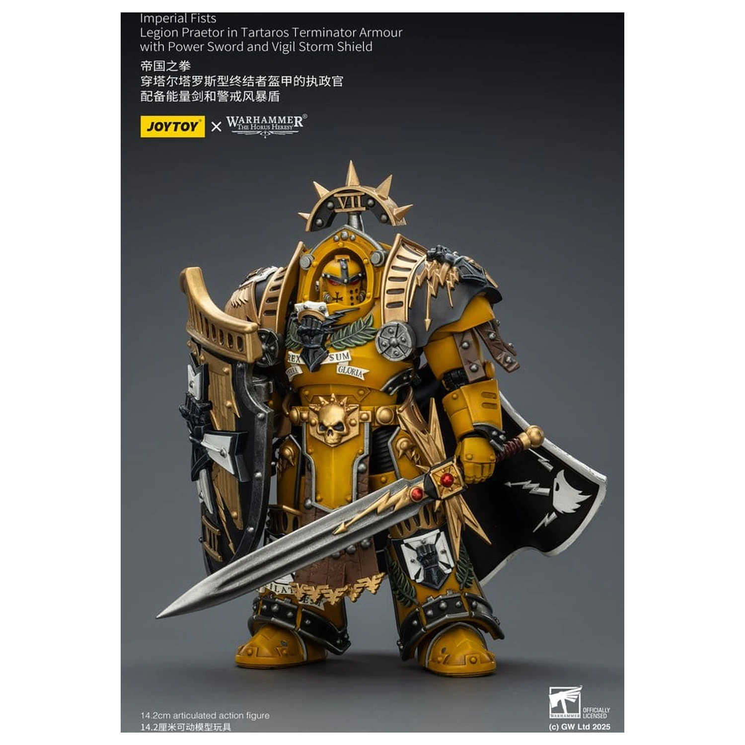 Warhammer Imperial Fists Figurka Akcji Legion Praetor w pancerzu Tartaros Terminator Armour z Power Sword i Vigil Storm Shield 14 cm zdjęcie produktu
