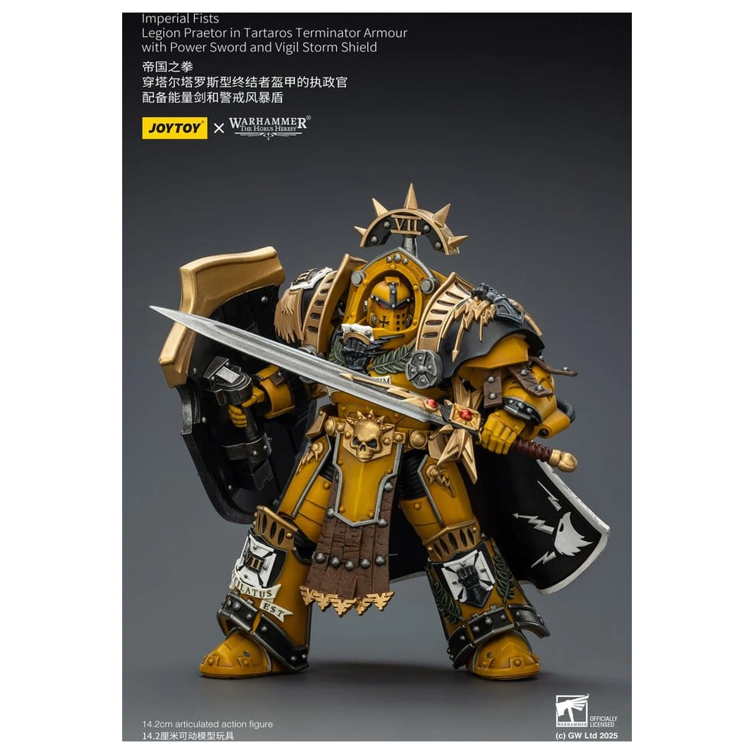 Warhammer Imperial Fists Figurka Akcji Legion Praetor w pancerzu Tartaros Terminator Armour z Power Sword i Vigil Storm Shield 14 cm zdjęcie produktu