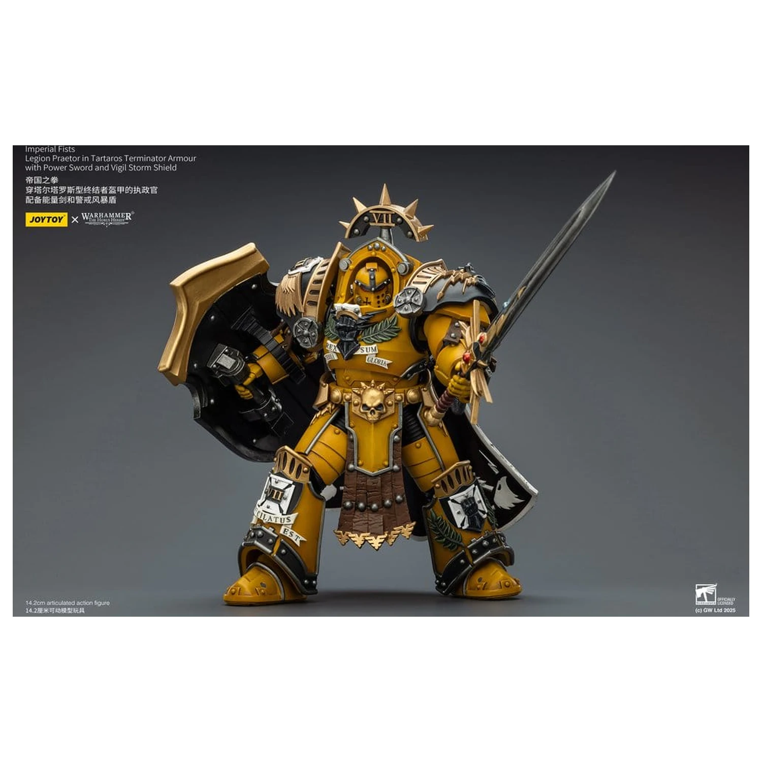 Warhammer Imperial Fists Figurka Akcji Legion Praetor w pancerzu Tartaros Terminator Armour z Power Sword i Vigil Storm Shield 14 cm zdjęcie produktu
