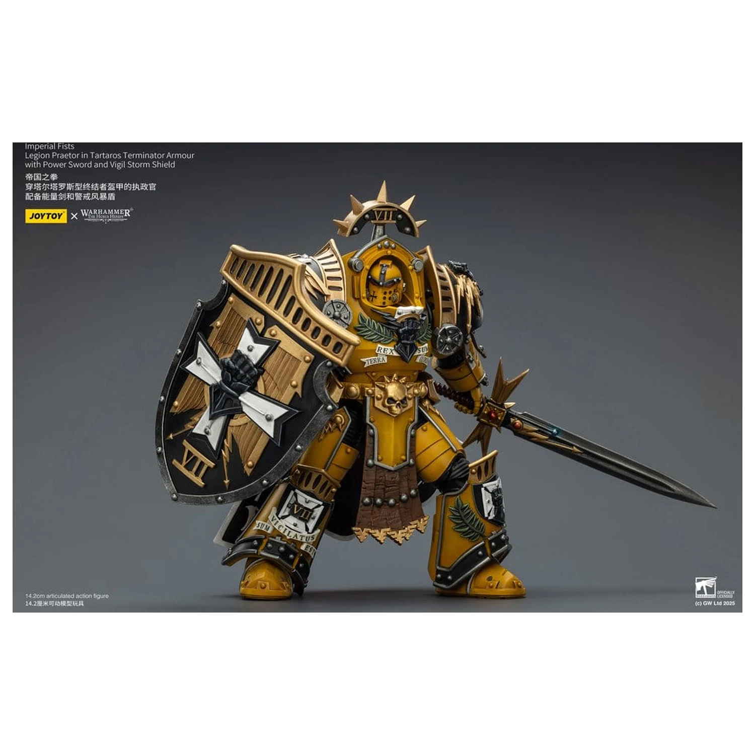 Warhammer Imperial Fists Figurka Akcji Legion Praetor w pancerzu Tartaros Terminator Armour z Power Sword i Vigil Storm Shield 14 cm zdjęcie produktu