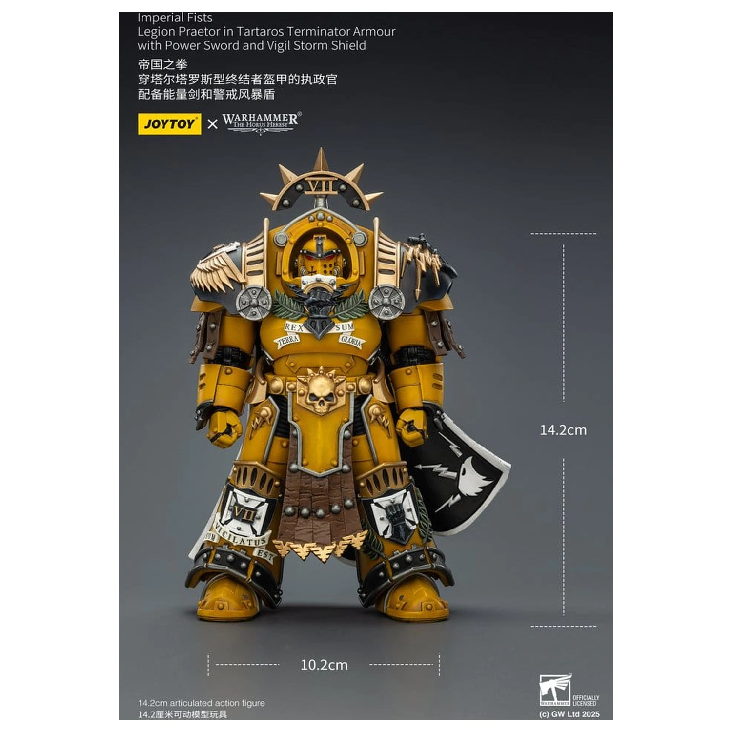 Warhammer Imperial Fists Figurka Akcji Legion Praetor w pancerzu Tartaros Terminator Armour z Power Sword i Vigil Storm Shield 14 cm zdjęcie produktu