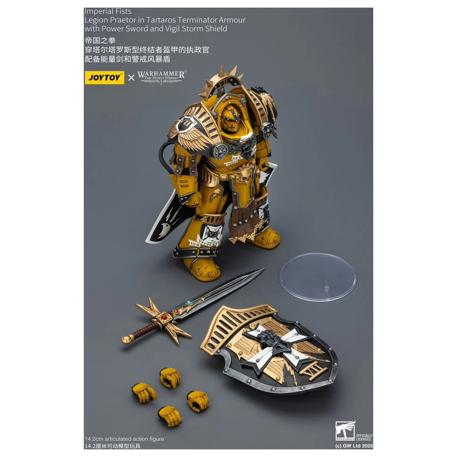 Warhammer Imperial Fists Figurka Akcji Legion Praetor w pancerzu Tartaros Terminator Armour z Power Sword i Vigil Storm Shield 14 cm zdjęcie produktu