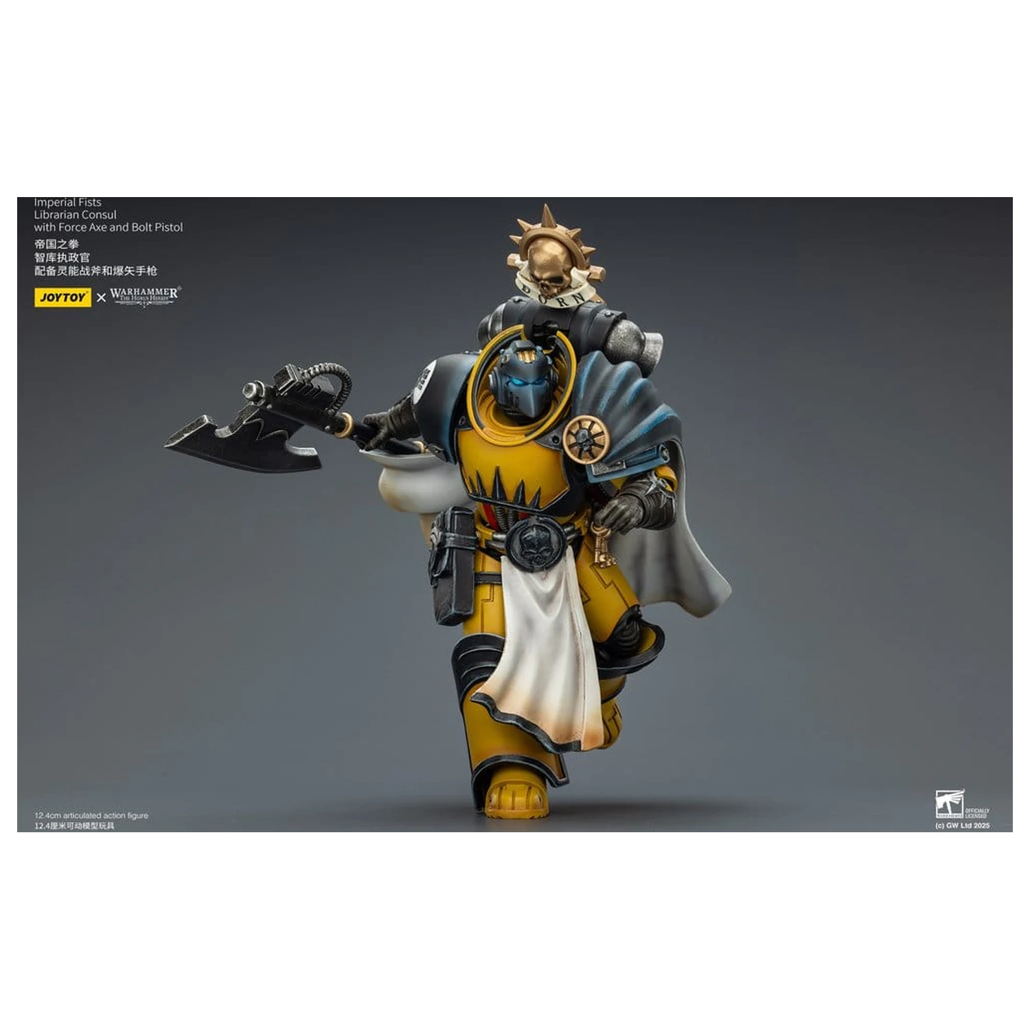 Warhammer Imperial Fists Action Figure Librarian Consul z toporem energetycznym i pistoletem Bolt, 12 cm zdjęcie produktu