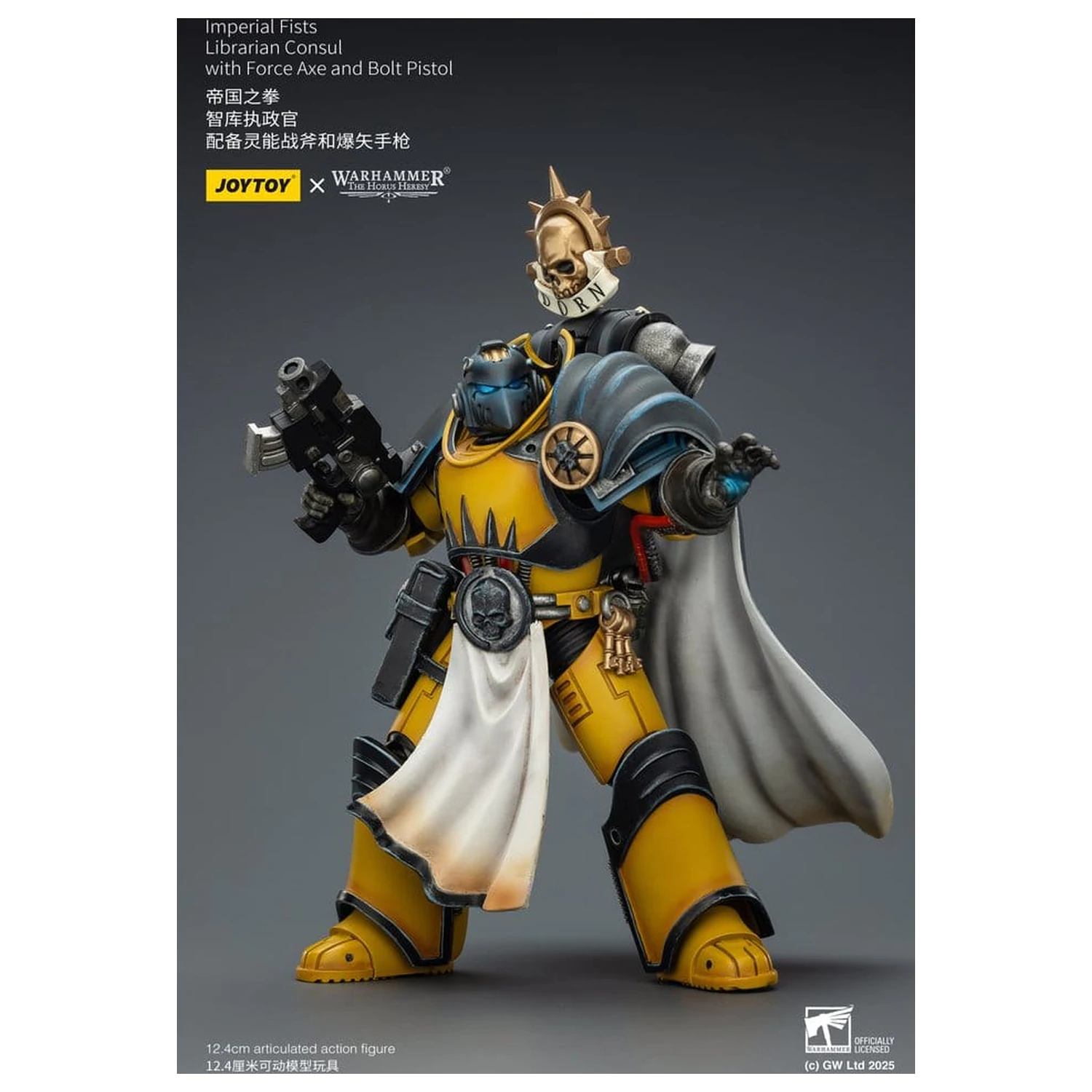 Warhammer Imperial Fists Action Figure Librarian Consul z toporem energetycznym i pistoletem Bolt, 12 cm zdjęcie produktu