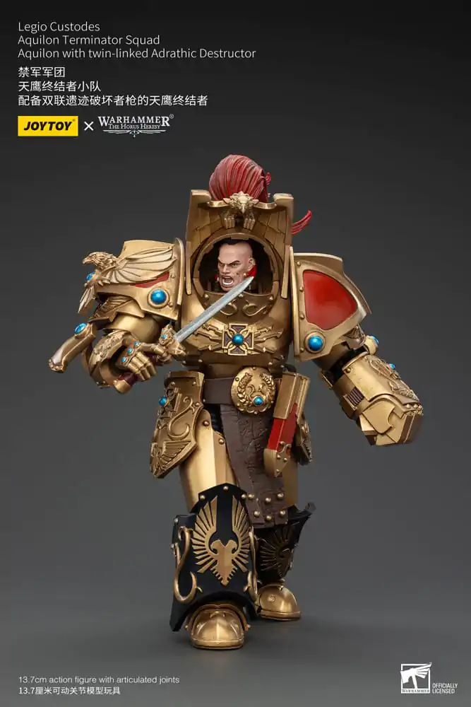 Warhammer The Horus Heresy Figurka Akcji 1/18 Legio Custodes Aquilon Terminator Squad Aquilon z Twin-Linked Adrathic Destructor 14 cm zdjęcie produktu