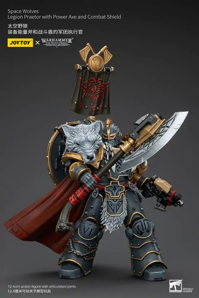 Warhammer The Horus Heresy Figurka Akcji 1/18 Space Wolves Legion Praetor z Power Axe i Tarczą Bojową 12 cm zdjęcie produktu