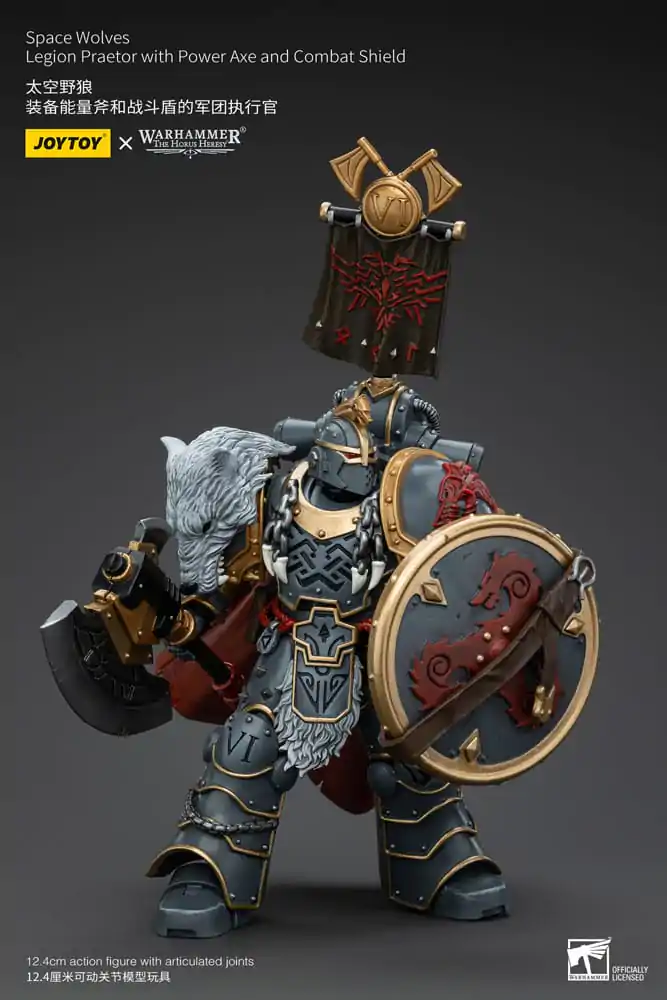 Warhammer The Horus Heresy Figurka Akcji 1/18 Space Wolves Legion Praetor z Power Axe i Tarczą Bojową 12 cm zdjęcie produktu