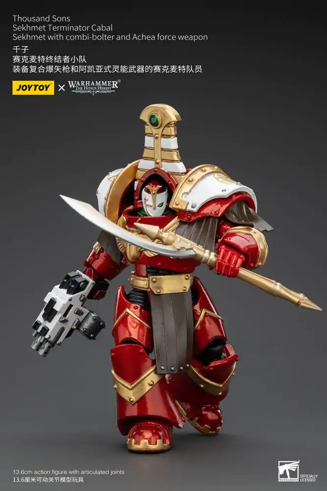 Warhammer The Horus Heresy Figurka Akcji 1/18 Thousand Sons Sekhmet Terminator Cabal Sekhmet z Combi-Bolterem i Achea Force Weapon 14 cm zdjęcie produktu