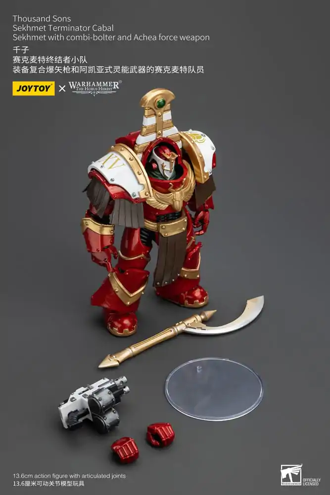 Warhammer The Horus Heresy Figurka Akcji 1/18 Thousand Sons Sekhmet Terminator Cabal Sekhmet z Combi-Bolterem i Achea Force Weapon 14 cm zdjęcie produktu