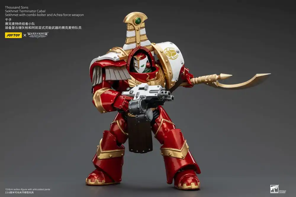 Warhammer The Horus Heresy Figurka Akcji 1/18 Thousand Sons Sekhmet Terminator Cabal Sekhmet z Combi-Bolterem i Achea Force Weapon 14 cm zdjęcie produktu