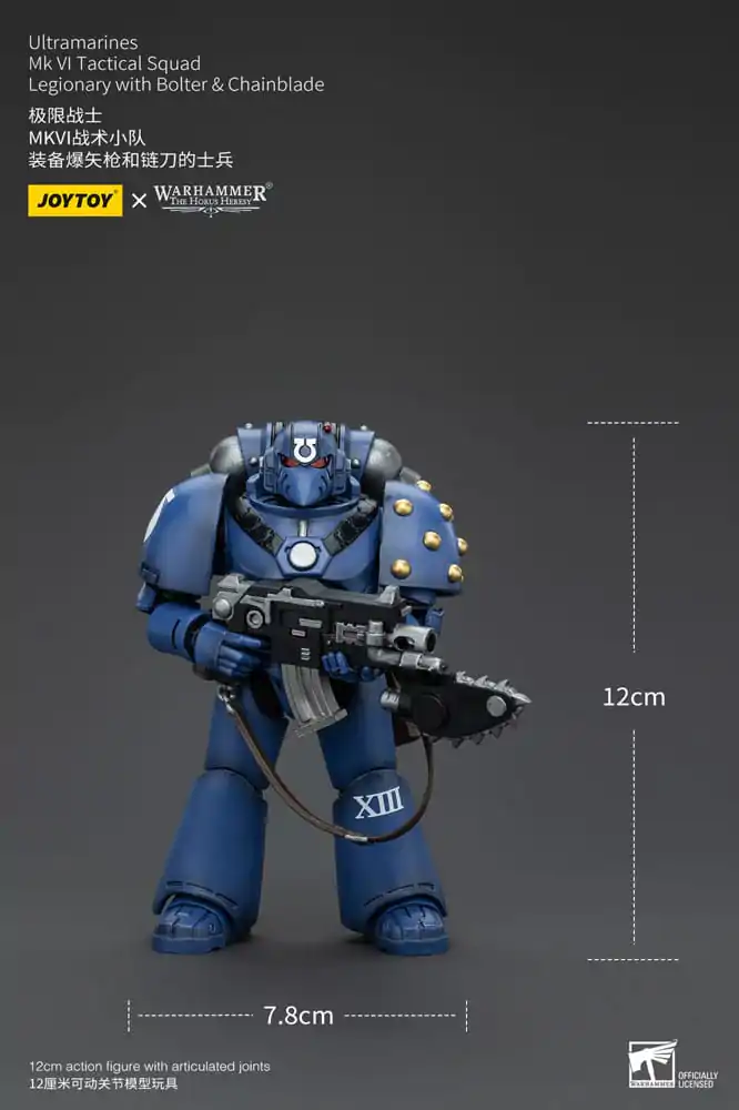 Warhammer The Horus Heresy Figurka Akcji 1/18 Ultramarines MK VI Tactical Squad Legionista z Bolterem i Piłą Łańcuchową 12 cm zdjęcie produktu