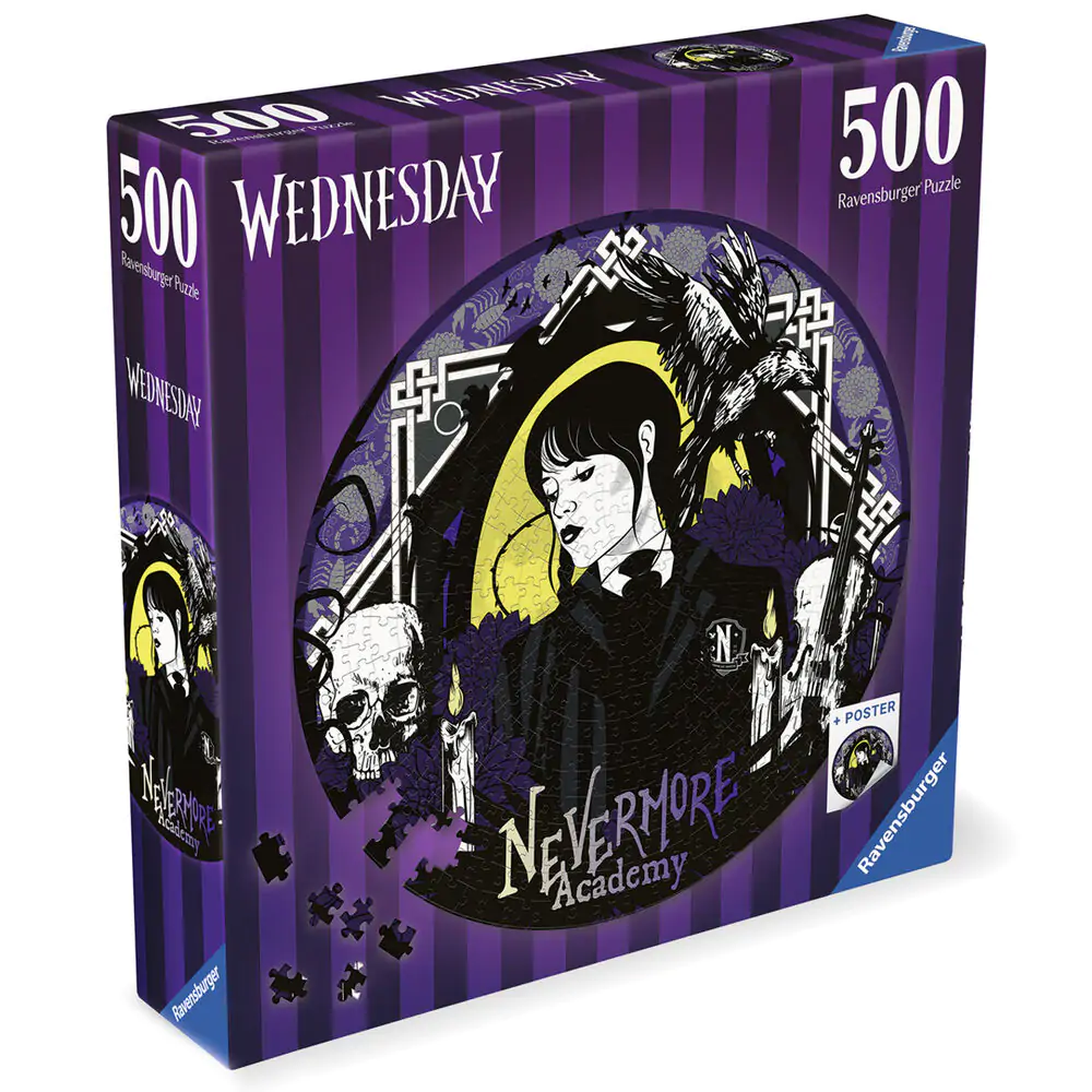 Wednesday Nevermore Academy Okrągłe Puzzle (500 elementów) zdjęcie produktu