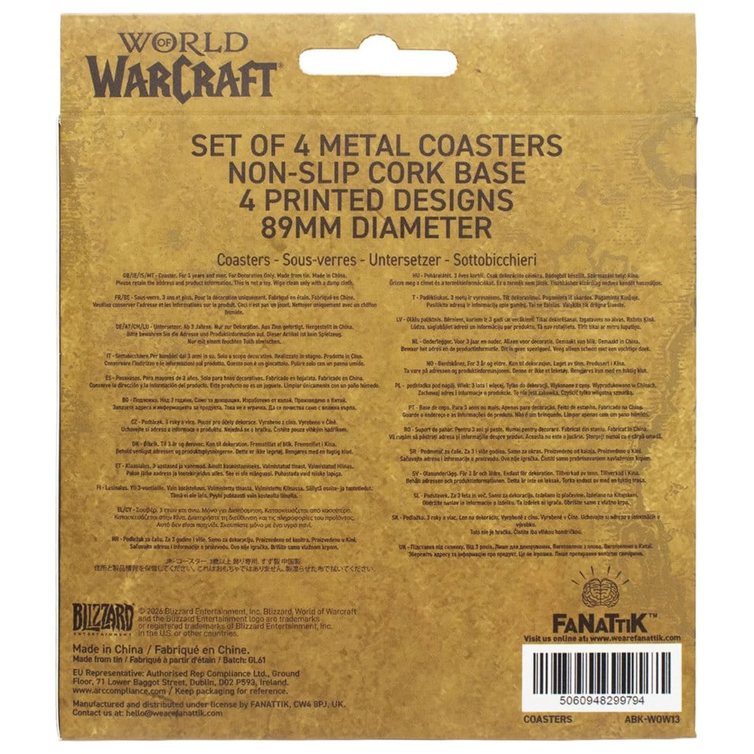 World of Warcraft Coaster 4-pak wydrukowany metalowy zdjęcie produktu