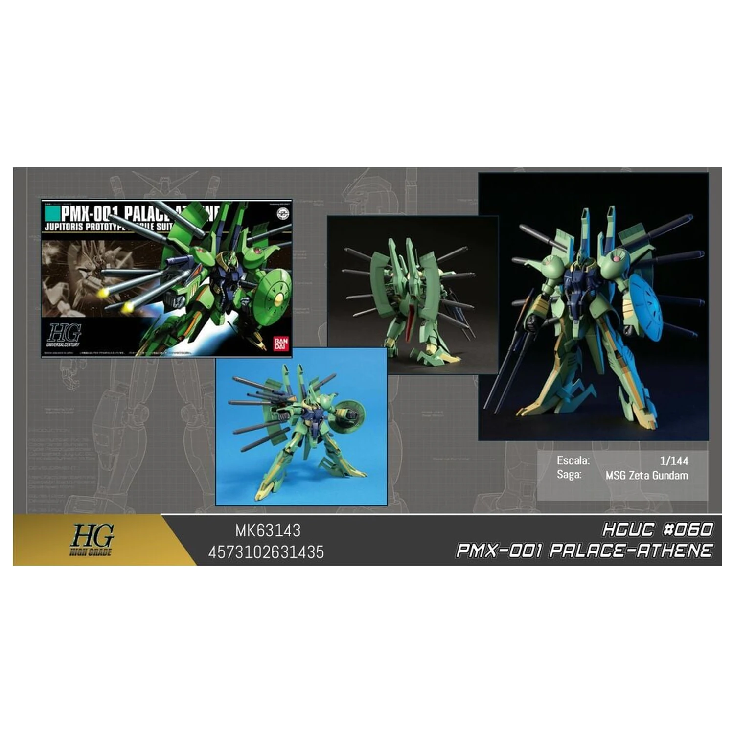 Zeta Gundam PMX-000 Palace Athene Mobile Suit zestaw modeli HGUC 1/144 zdjęcie produktu
