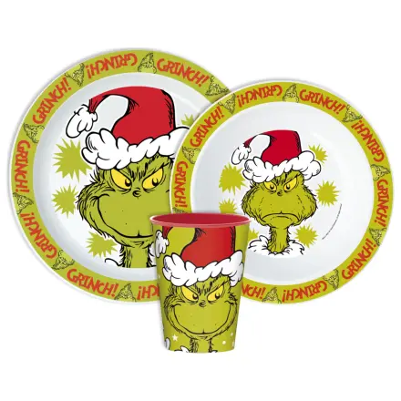 Zestaw naczyń The Grinch Christmas Mischief, Micro Plastic Set, ze szkłem zdjęcie produktu