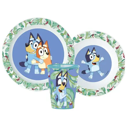 Bluey Tropical Dinner Set, micro plastikowy zestaw, ze szklanką 260 ml zdjęcie produktu