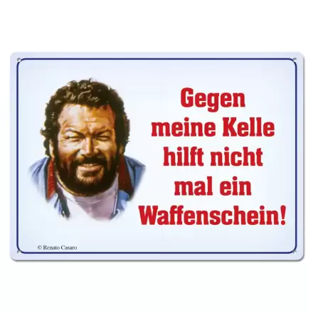 Bud Spencer Tabliczka z Blachy Gegen meine Kelle hilft nicht mal... 10 x 15 cm termékfotója