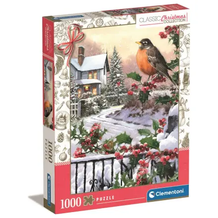 Christmas Collection Robin And Holly Bushes puzzle 1000 szt. zdjęcie produktu