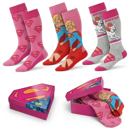 DC Comics Superman Supergirl zestaw 3 par skarpet dla dorosłych zdjęcie produktu