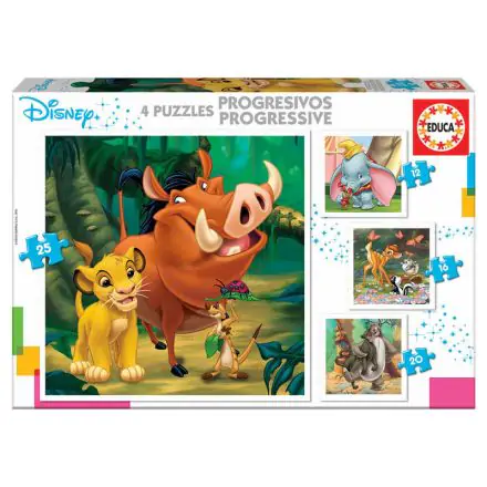 Puzzle Disney Zwierzęta Dumbo + Bambi + Król Lew + Księga Dżungli 12-16-20-25 elementów termékfotója