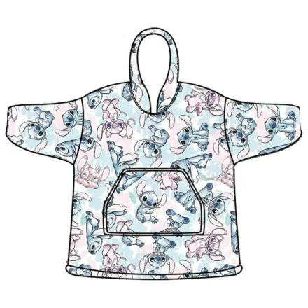 Disney Stitch Angel Bluza z Kapturem Pluszowy Polarowy Koc Poncho 7-14 Lat zdjęcie produktu