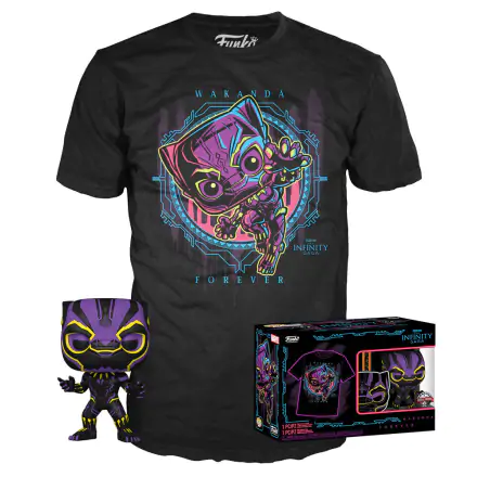 Funko POP & Tee Marvel Wakanda Forever Czarna Pantera figurka & tee box Exkluzív termékfotója