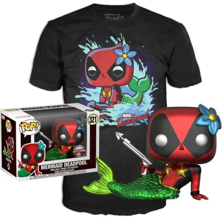 Funko POP! figurka & koszulka w pudełku Marvel Deadpool Mermaid Exkluzív termékfotója